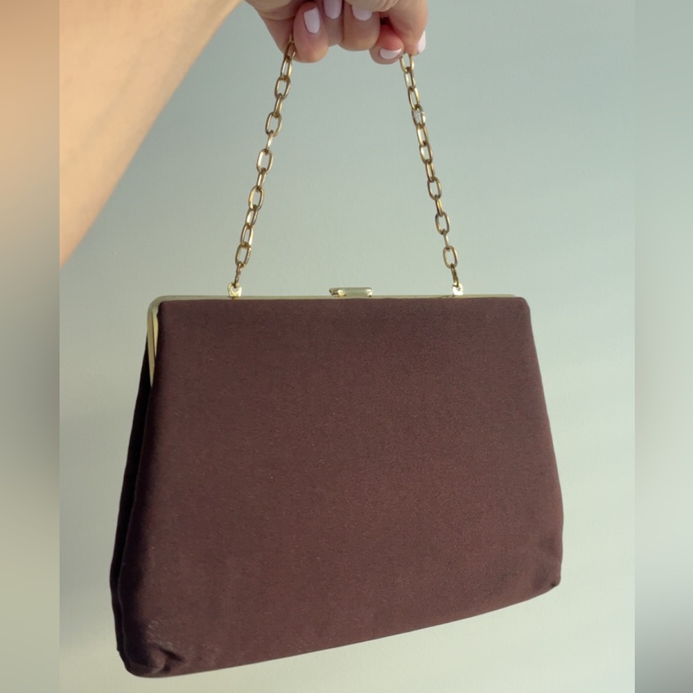Elegant Chocolate Brown Chain Clutch